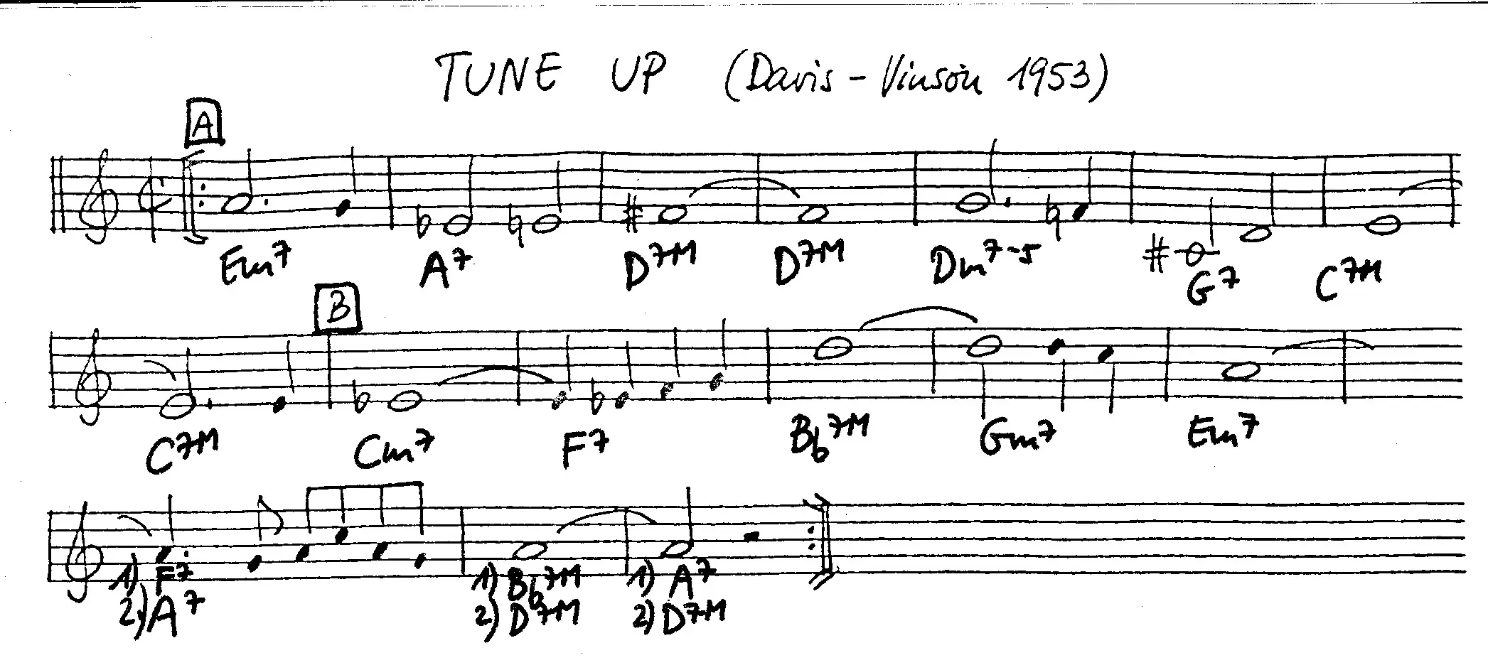 tune up free jazz leadsheet - Courtesy of the Jungle Jazz Band